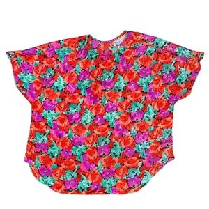 80s vintage plus floral print short sleeve top